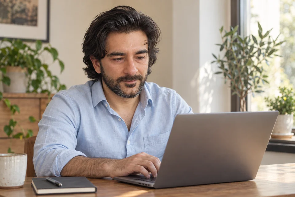 Yusuf Young working at a laptop